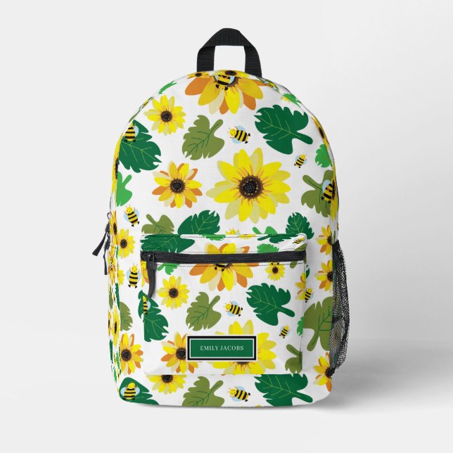 Cute Sunflower Bee Print Cut Sew Bag (Front)