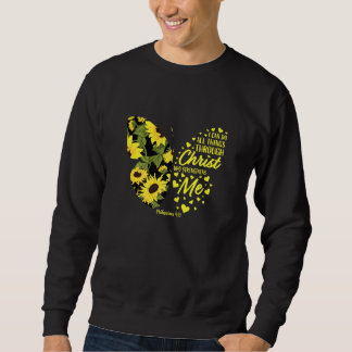 Cute Sunflower Butterfly Christian Verse Women Gir Sweatshirt