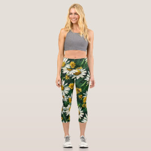 cute sunflower capri leggings