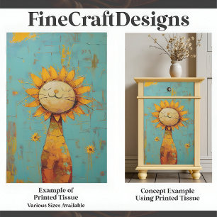 Cute Sunflower Cat Enjoying The Sun Painting C5L Tissue Paper