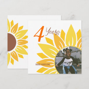Cute Sunflower Childrens Birthday Invitation 