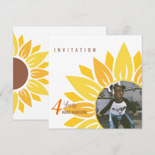 Cute Sunflower Childrens Birthday Invitation 