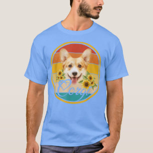Cute Sunflower Corgi Dog Dad Mum Father's Day Love T-Shirt