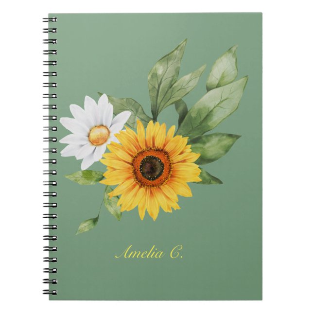 Cute Sunflower & Daisy Notebook (Front)