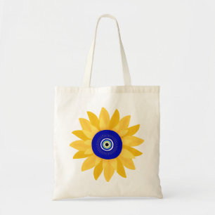 Cute Sunflower Evil Eye Flower Tote Bag