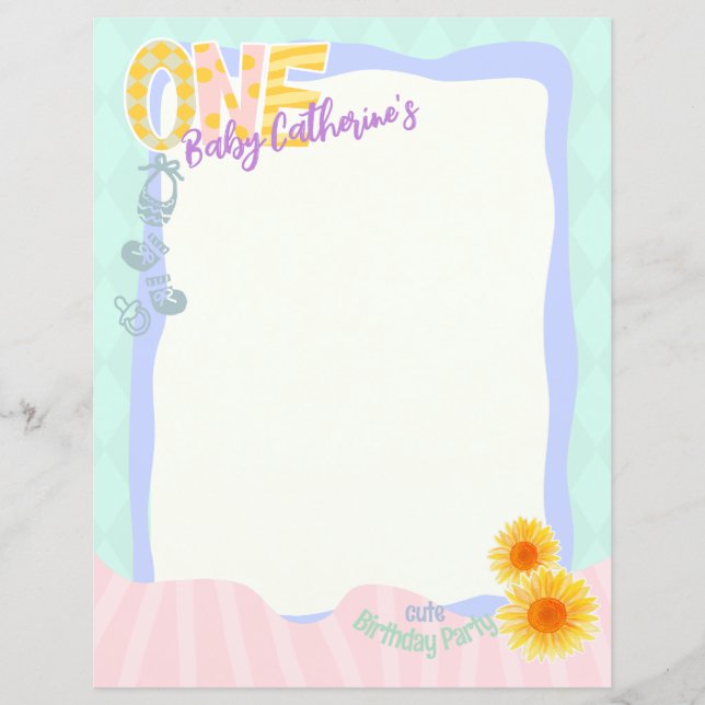 Cute Sunflower First Birthday  (Front)