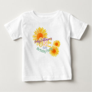 Cute Sunflower First Birthday Baby T-Shirt