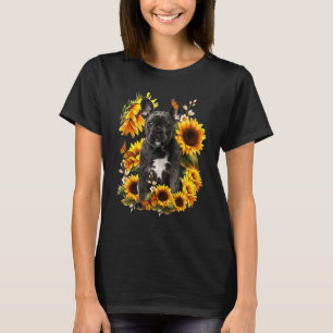 Cute Sunflower French Bulldog Dog Dad Mom Father's T-Shirt