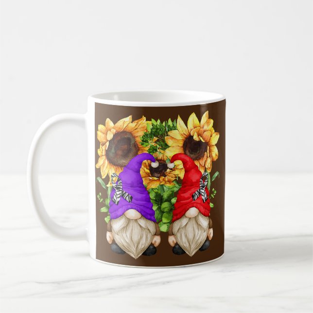 Cute Sunflower Gnome For Ramsay Hunt Rare Disease Coffee Mug (Left)