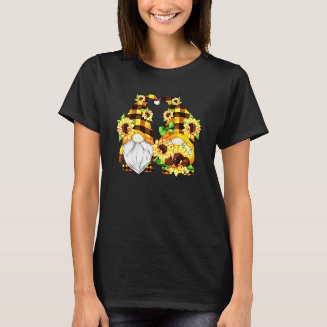 Cute Sunflower Gnomes For Women Gardener And Hippi T-Shirt (Front)