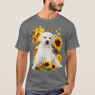 Cute Sunflower Labrador Dog Dad Mum Father's Day L T-Shirt