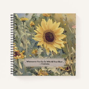 Cute Sunflower Meadow Confucius HeartQuote Journal