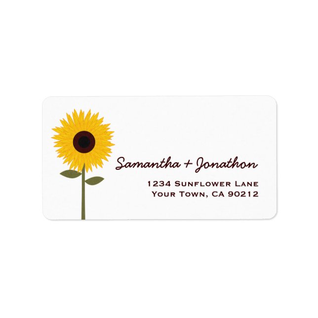 Cute Sunflower on White Custom Address Label (Front)