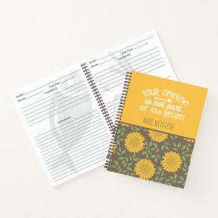 Cute Sunflower Pattern Chef Recipe Notebook