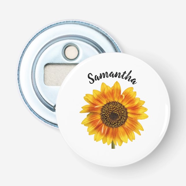 Cute Sunflower Personalized Bottle Opener (Front)