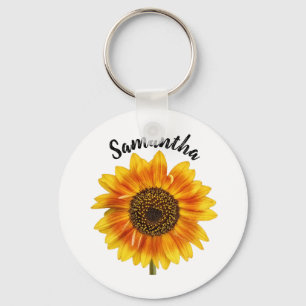 Cute Sunflower Personalized Key Ring