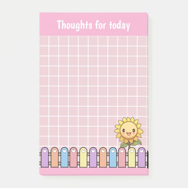 Cute Sunflower Pink Thoughts For Today  Post-it Notes (Front)