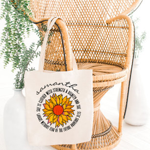 Cute sunflower scripture bible verse Proverbs 31 Tote Bag