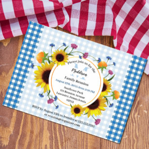 Cute, sunflower themed family reunion design invitation