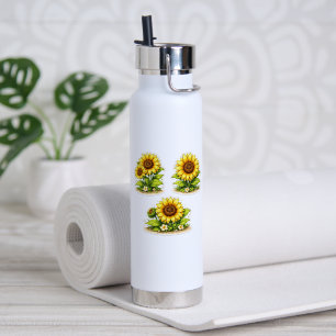 Cute Sunflower Watercolor Water Bottle