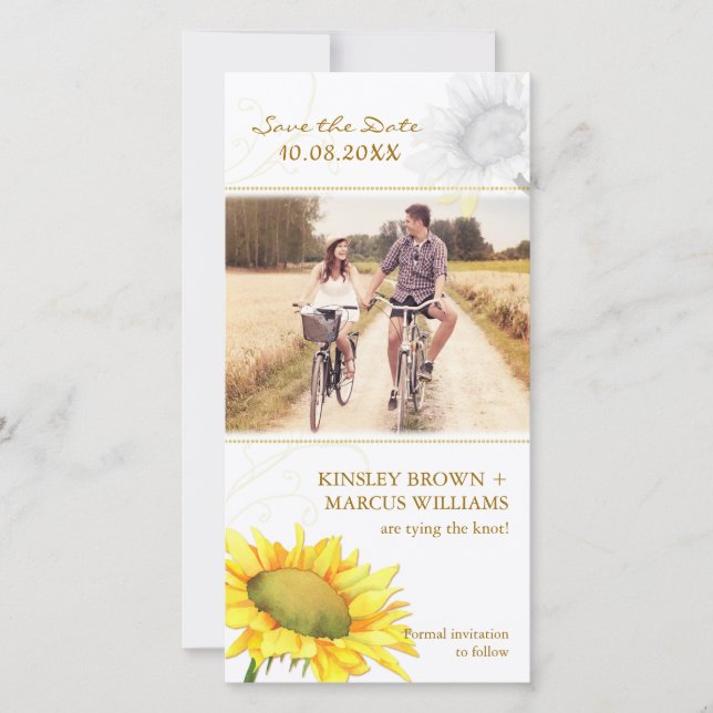 Cute Sunflower Wedding Save the Date Photo Card (Front)