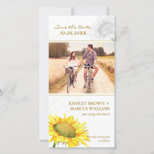Cute Sunflower Wedding Save the Date Photo Card
