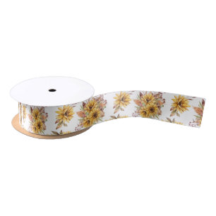 Cute Sunflowers Pattern  Satin Ribbon