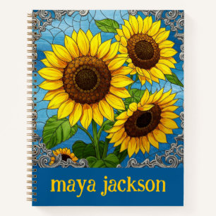 Cute Sunflowers Personalised Notebook