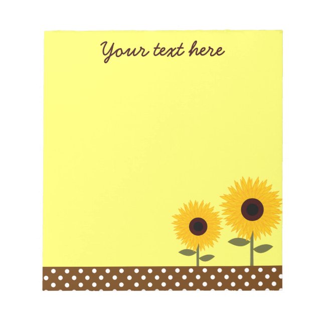 Cute Sunflowers Yellow and Brown Dot Notepad (Front)