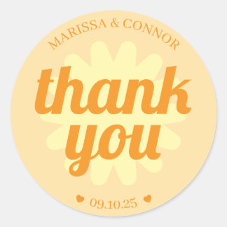 Cute Sunny Orange Yellow Floral Thank You Sticker