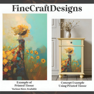 Cute Sunny Sunflower Female With Sunflowers C1R Tissue Paper