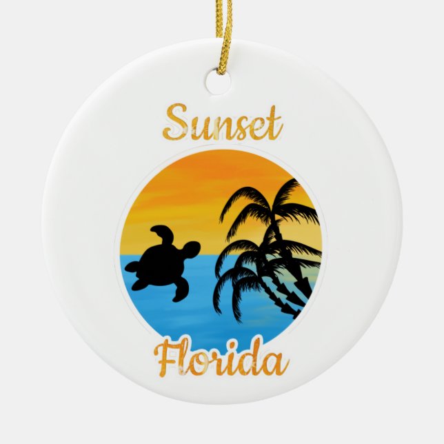 Cute Sunset in Florida    Ceramic Tree Decoration (Front)
