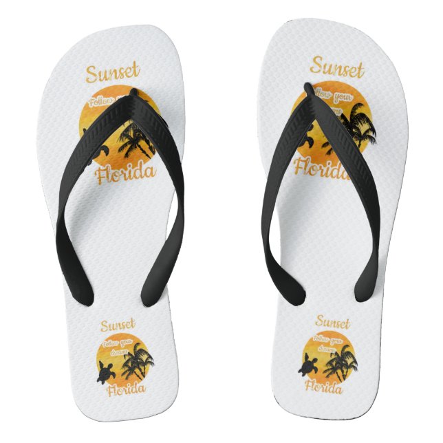 Cute Sunset in Florida   Flip Flops (Footbed)