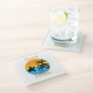 Cute Sunset in Florida Glass Coaster