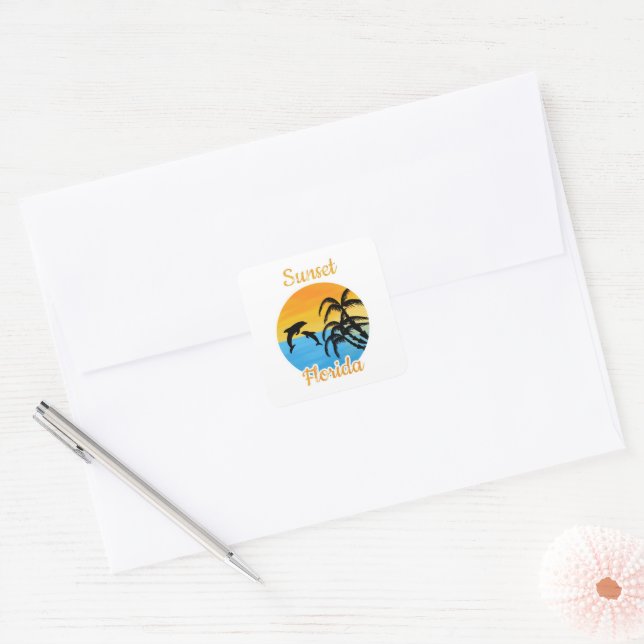 Cute Sunset in Florida  Square Sticker (Envelope)