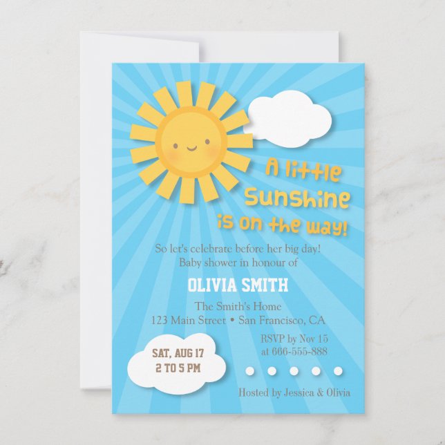 Cute Sunshine Baby Shower Invitations (Front)