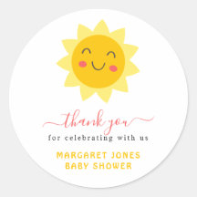 Cute Sunshine Baby Shower Thank You Sticker