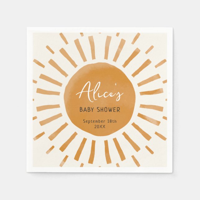 Cute Sunshine Boho Baby Shower Napkin (Front)