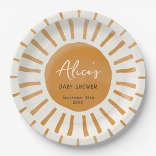 Cute Sunshine Boho Baby Shower Paper Plate