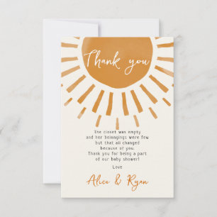 Cute Sunshine Boho Baby Shower Poem Thank You Card