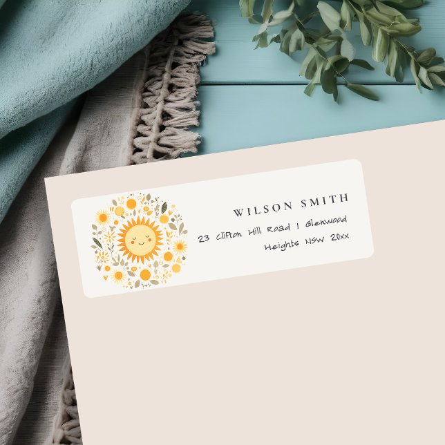 Cute Sunshine Boho Sun Baby Shower Address (Creator Uploaded)