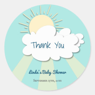 Cute Sunshine Gender Neutral Baby Shower Classic Round Sticker