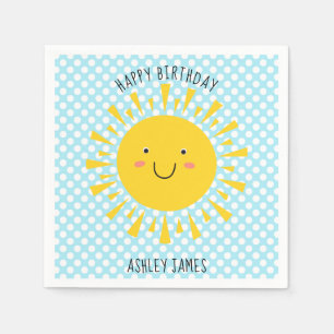 Cute Sunshine Happy Birthday Party Napkin