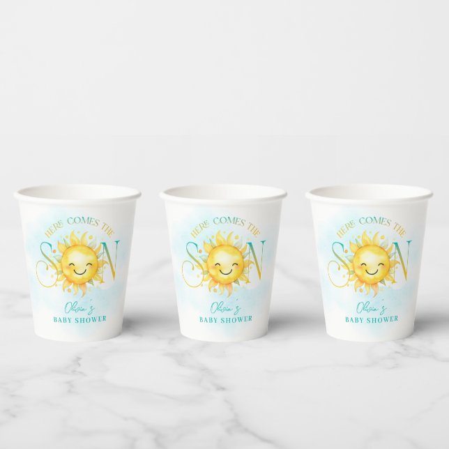 Cute Sunshine Here Comes the Son Baby Shower Paper Cups (Multi)