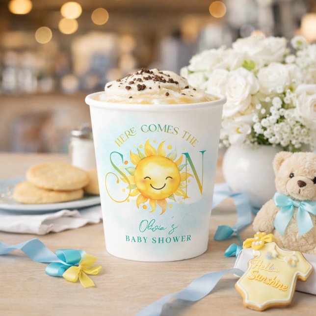 Cute Sunshine Here Comes the Son Baby Shower Paper Cups (Cute Sunshine Here Comes the Son Baby Shower Paper Cups)