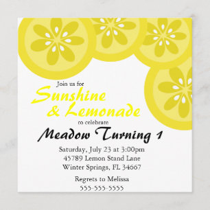 Cute Sunshine & Lemonade Party Invitation