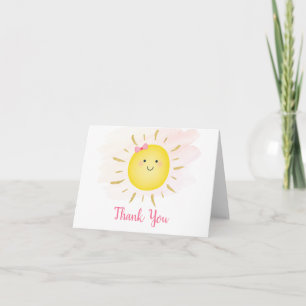 Cute Sunshine Pink & Gold Birthday Thank You