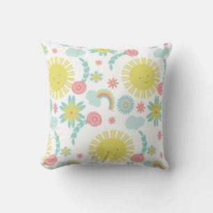 Cute Sunshine Rainbow Floral Cushion