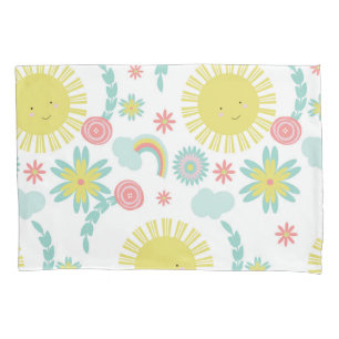 Cute Sunshine Rainbow Floral Summer  Pillowcase