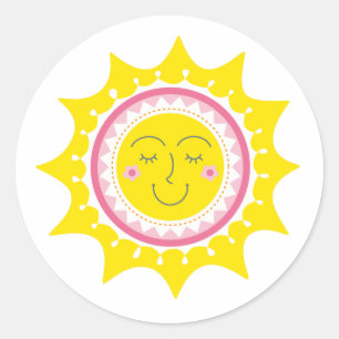 Cute Sunshine Yellow Classic Round Sticker